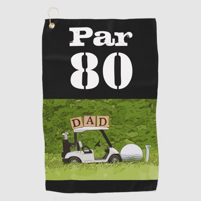 Golf Par 80th eighty years old golfer birthday dad Golf Towel (Front)