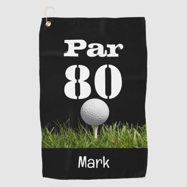 Golf Par 80th eighty years old golfer birthday Golf Towel (Front)