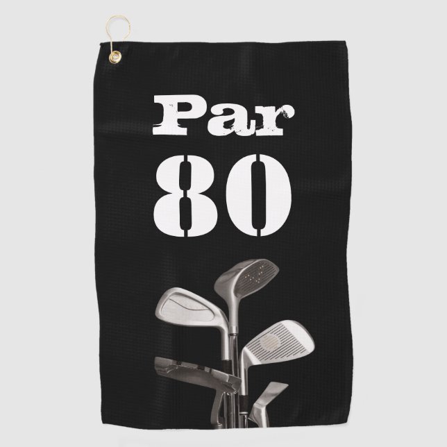 Golf Par 80th eighty years old golfer birthday Golf Towel (Front)