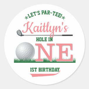 Golf PAR-TEE 1st Birthday Classic Round Sticker