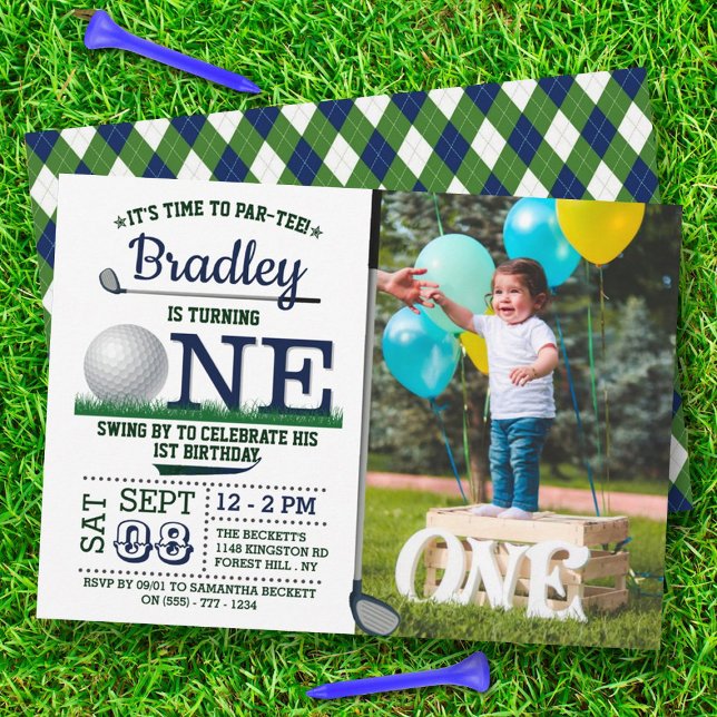 Golf PAR-TEE 1st Birthday Photo Invitation (Creator Uploaded)