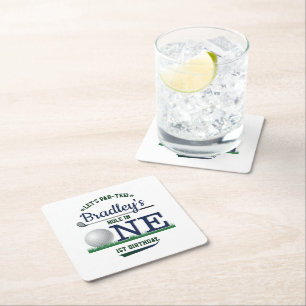 Golf PAR-TEE 1st Birthday Square Paper Coaster
