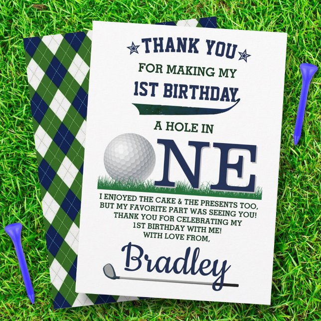 Golf PAR-TEE 1st Birthday Thank You Card (Creator Uploaded)