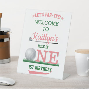 Golf PAR-TEE 1st Birthday Welcome Pedestal Sign