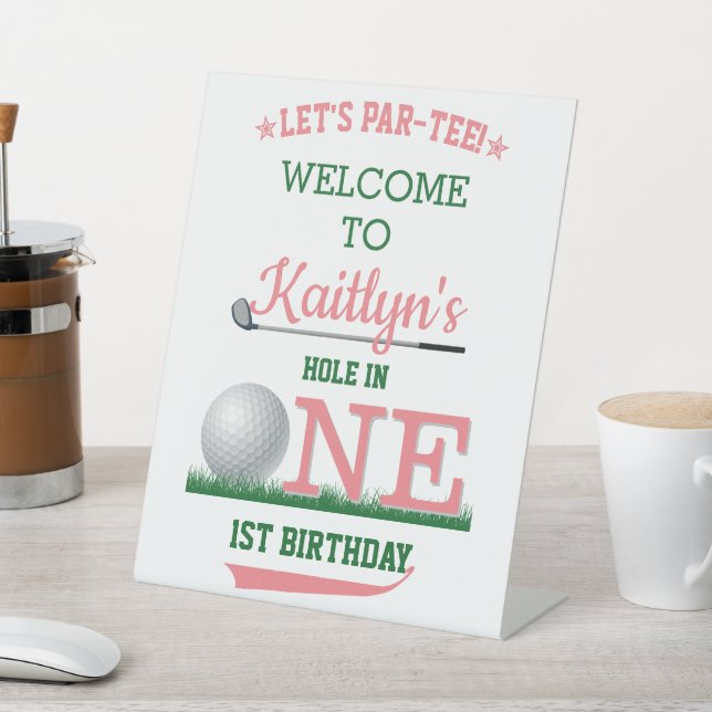 Golf PAR-TEE 1st Birthday Welcome Pedestal Sign (In SItu)