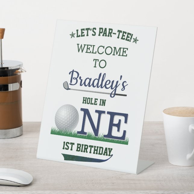 Golf PAR-TEE 1st Birthday Welcome Pedestal Sign (In SItu)