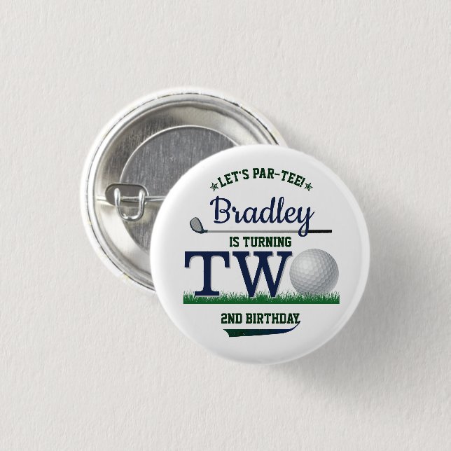 Golf PAR-TEE 2nd Birthday 3 Cm Round Badge (Front & Back)