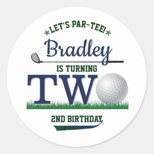 Golf PAR-TEE 2nd Birthday Classic Round Sticker