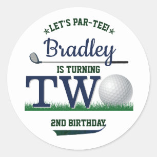 Golf PAR-TEE 2nd Birthday Classic Round Sticker