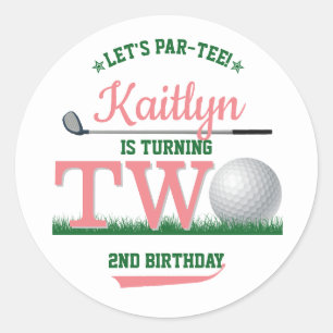 Golf PAR-TEE 2nd Birthday Classic Round Sticker