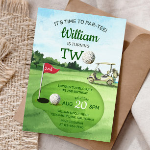 Golf PAR-TEE 2nd Birthday  Invitation