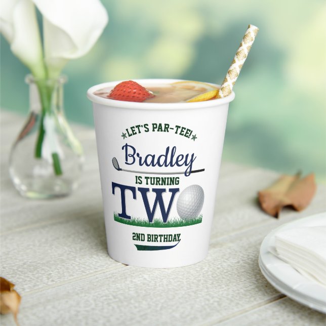 Golf PAR-TEE 2nd Birthday Paper Cups (Insitu)