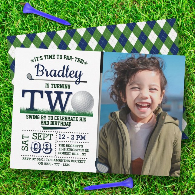 Golf PAR-TEE 2nd Birthday Photo Invitation (Creator Uploaded)