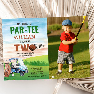 Golf PAR-TEE 2nd Birthday Photo Invitation