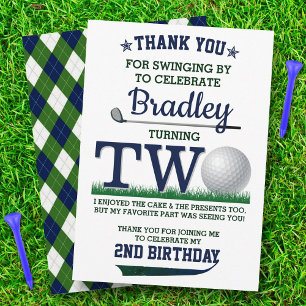 Golf PAR-TEE 2nd Birthday Thank You Card