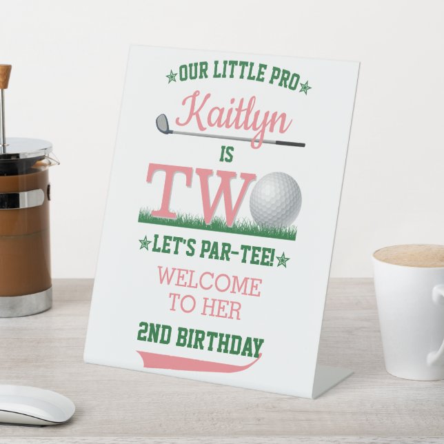 Golf PAR-TEE 2nd Birthday Welcome Pedestal Sign (In SItu)