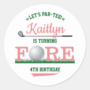 Golf PAR-TEE 4th Birthday Classic Round Sticker