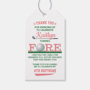 Golf PAR-TEE 4th Birthday Gift Tags