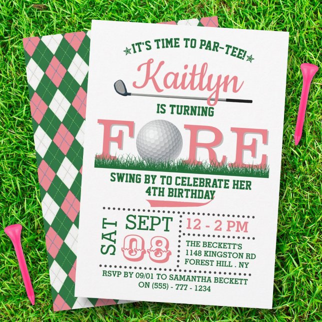 Golf PAR-TEE 4th Birthday Invitation (Creator Uploaded)