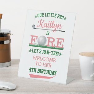 Golf PAR-TEE 4th Birthday Welcome Pedestal Sign