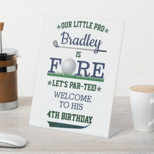 Golf PAR-TEE 4th Birthday Welcome Pedestal Sign