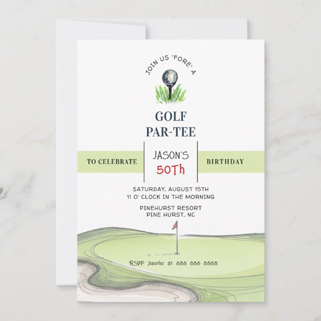 Golf PAR- TEE Birthday party Invitation (Front)