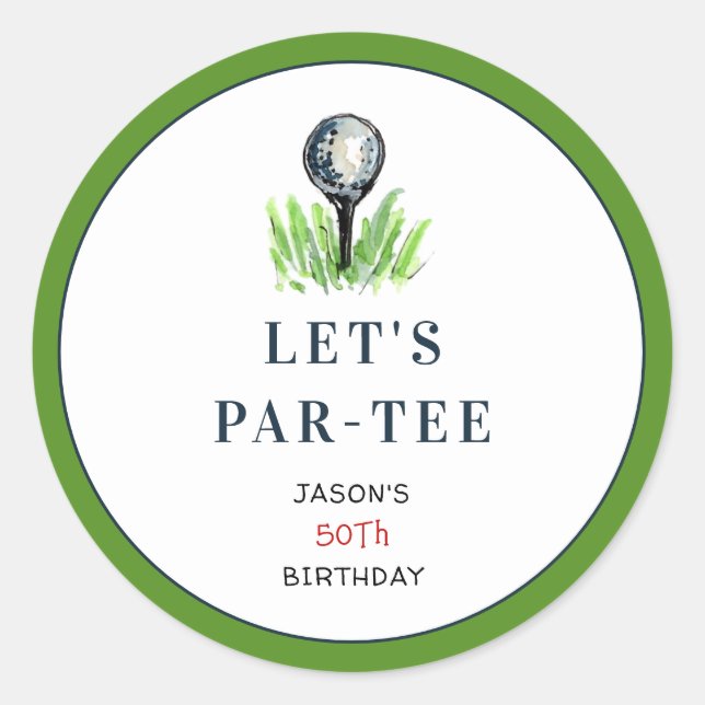 Golf PAR- TEE Birthday party stickers (Front)