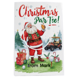 Golf Par-Tee Christmas Party with Santa Claus  Medium Gift Bag
