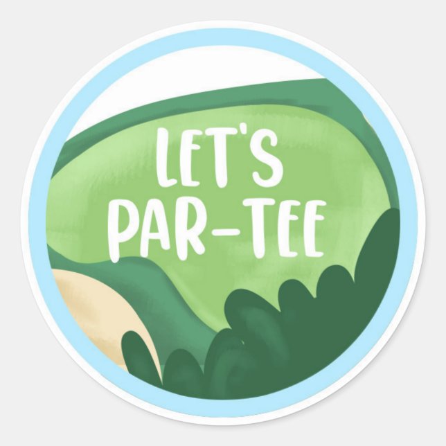 Golf Par-Tee Cupcake Boy Birthday Hole in One Clas Classic Round Sticker (Front)