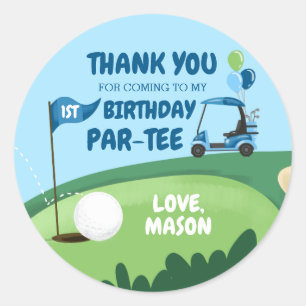 Golf Par-Tee Cupcake Topper Boy Birthday Favor Cla Classic Round Sticker
