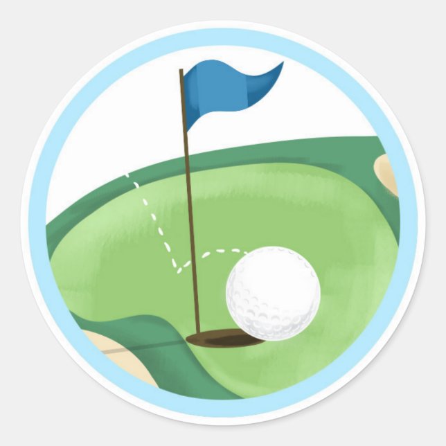 Golf Par-Tee Cupcake Topper Boy Birthday Favour Classic Round Sticker (Front)