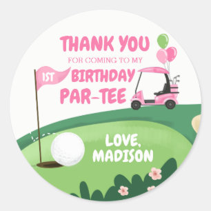 Golf Par-Tee Cupcake Topper Boy Birthday Favour Classic Round Sticker