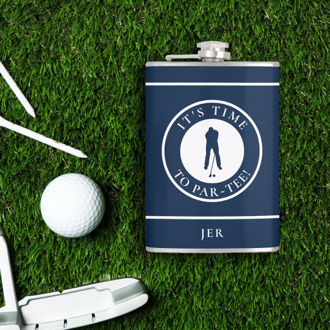 Golf Par-Tee Funny Golfer Monogram Black For Him Hip Flask (Golf Par-Tee Funny Golfer Monogram Black For Him Flask)