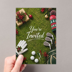 Golf Par tee Golfer Christmas Party Acrylic Invitations