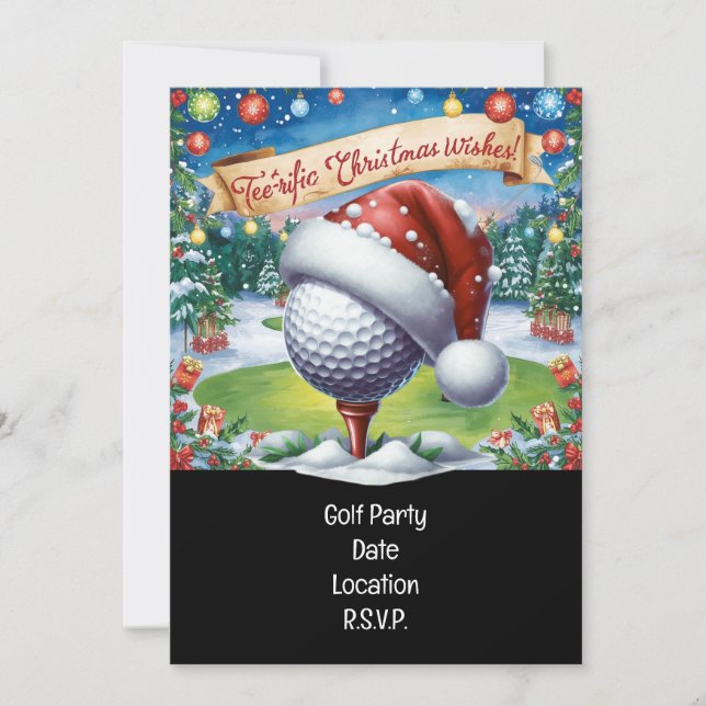 Golf Par tee Golfer Christmas Party  Invitation (Front)