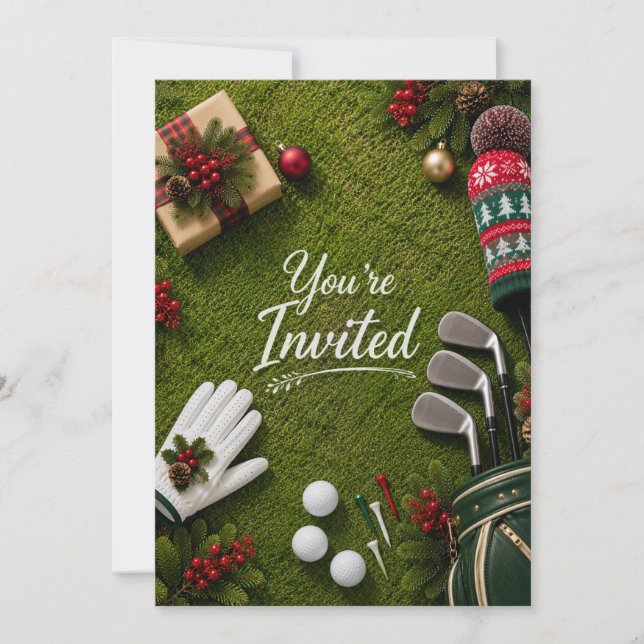 Golf Par tee Golfer Christmas Party  Invitation (Front)