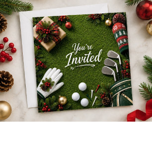 Golf Par tee Golfer Christmas Party Invitation
