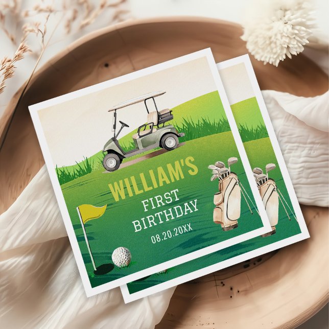 Golf Par-Tee Hole in One Boy Birthday  Napkin (Creator Uploaded)