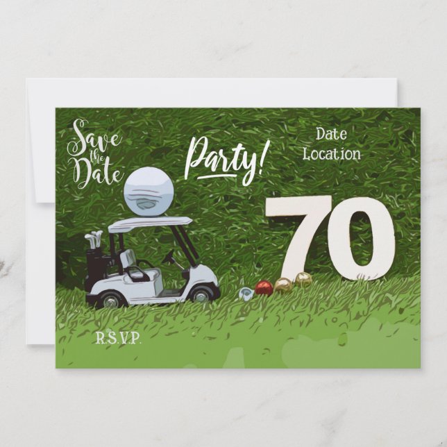 Golf Par tee party  70th Birthday to golfer Invitation (Front)