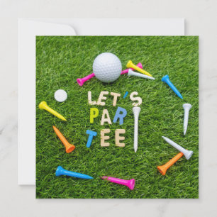 Golf Par tee party  with golf ball colourful tees 