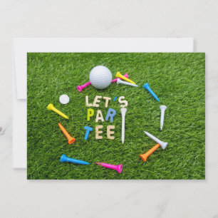 Golf Par tee party with golf ball colourful tees Invitation