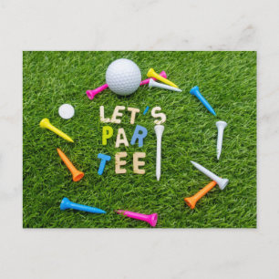 Golf Par tee party with golf ball colourful tees Postcard
