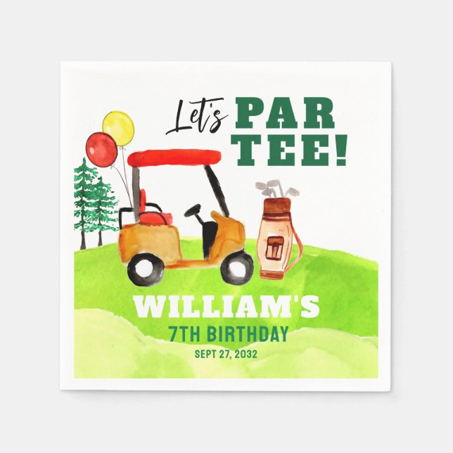 Golf Par-tee Swing By Boy Kids Birthday Napkin (Front)