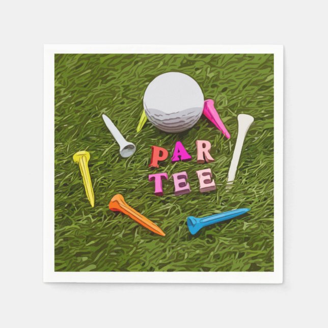 Golf Par Tee with colourful tee party Napkin (Front)