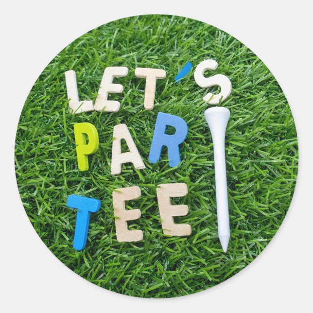 Golf Par Tee with tee on green golfer party Classic Round Sticker (Front)