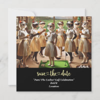 Golf Par tee Woman golfer party save the date 
