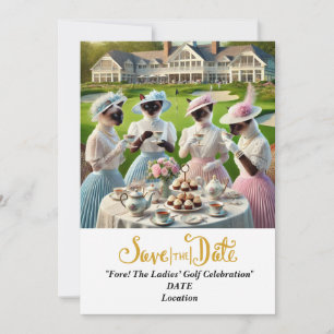 Golf Par tee Woman golfer party save the date  Invitation