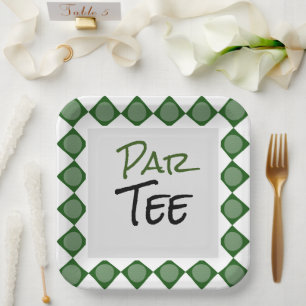 Golf par tee word  on golf ball pattern  paper plate