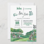 Golf Party 60th Birthday Turning Sixty   Invitation<br><div class="desc">Personalise this awesome golf party invitation with your own wording and party details easily and quickly, simply press the customise it button to further re-arrange and format the style and placement of the text. All text is editable. Great for any age! Matching items available in store! (c) The Happy Cat...</div>