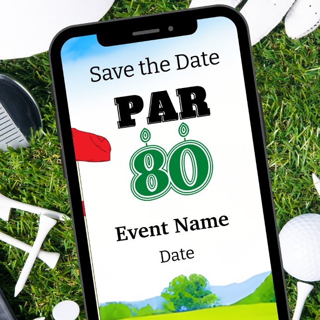 Golf Party  80th Birthday Save the Date for golfer Invitation (Creator Uploaded)